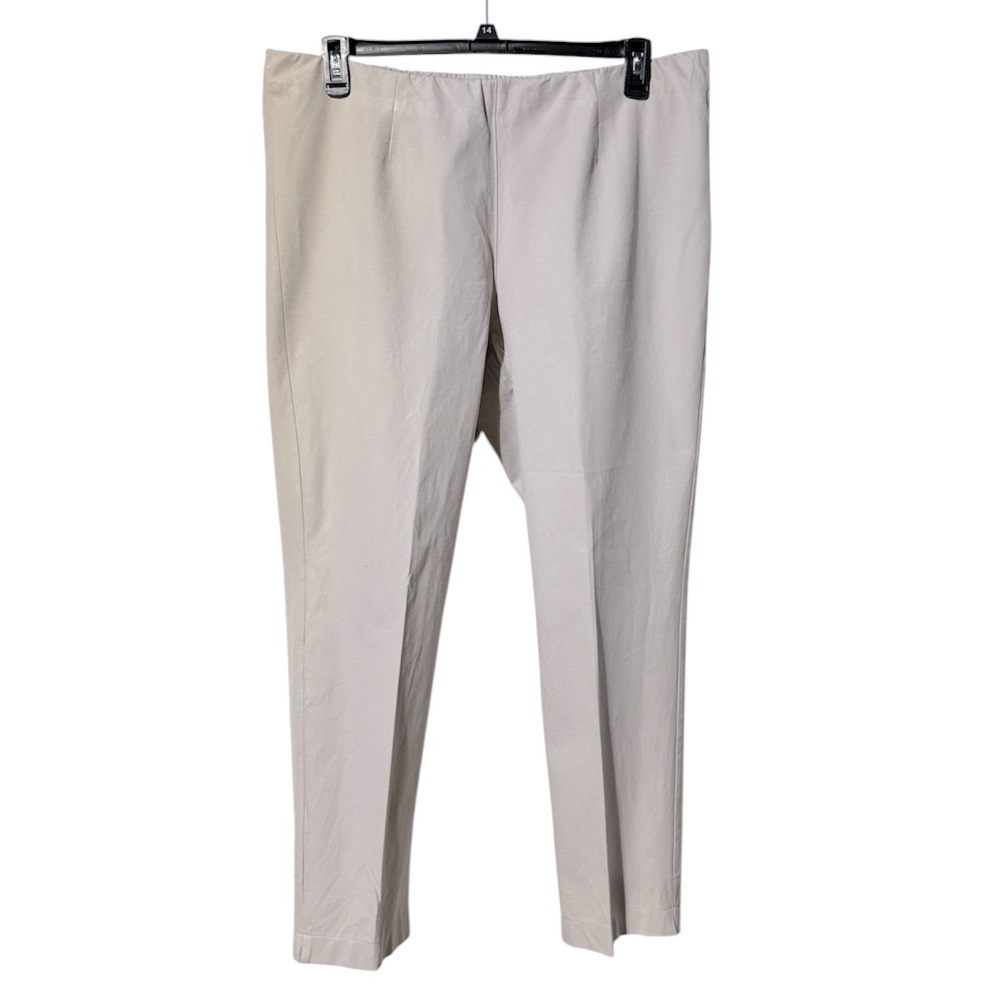 Ulla Popken Luxury Selection Cropped Stretch Blend Elastic Waistband Pants